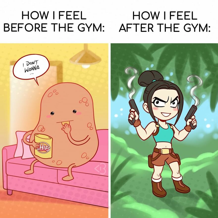 7-3 A Fitness Cartoonist Illustrates Different Types of People According to One Situation (35 Drawings)